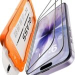 17 Glass Film, US Military No.1 Aircraft Material & Creative Guide Frame, Set of 2, Protective Film, Full Protection, Strongest Hardness 10H, Shockproof, No Bubbles, Automatic Adhesion, Easy