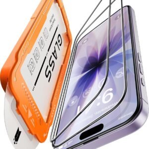 17 Glass Film, US Military No.1 Aircraft Material & Creative Guide Frame, Set of 2, Protective Film, Full Protection, Strongest Hardness 10H, Shockproof, No Bubbles, Automatic Adhesion, Easy