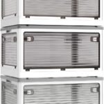 X XUNTAO【収納ボックス 折りたたみ】蓋付き 積み重ね 全方向から取り出せる 3個セット 収納ケース 衣類 布団 小物 収納 折り畳み コンテナ ボックス 大型 プラスチック キャスター付き おしゃれ 組立簡単 多機能 防塵 防カビ 防湿 無臭 半透明 厚み 強い耐荷重 大容量 家庭用 車用 複数のサイズ 各種カラー（S3個セット,40.5cm*29cm*24cm,28.2L）