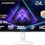 Amzfast 24.5インチ 320Hz ゲーミングモニター白 Fast IPS (1msMPRT /sRGB118%/320cd/m²) /Adaptive Sync対応 / HDMI2.0×2 DP1.4×2 低ブルーライト 無輝点保証 5年保証 ホワイト AMZG25F6F(HDMI+DP ケーブル付属)
