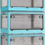 X XUNTAO【収納ボックス 折りたたみ】蓋付き 積み重ね 全方向から取り出せる 3個セット 収納ケース 衣類 布団 小物 収納 折り畳み コンテナ ボックス 大型 プラスチック キャスター付き おしゃれ 防塵 防カビ 防湿 無臭 半透明 厚み 強い耐荷重 大容量 家庭用 車用 複数のサイズ 各種カラー（L3個セット,51.5cm*36cm*30cm,55.6L）