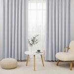 Hansleep カーテン 1級遮光 4枚セット 幅100cm丈135cm アイスグレー 断熱 防寒 防音 省エネ 厚手 無地 おしゃれ 洗える リビング用 (カーテン2枚・レース2枚)