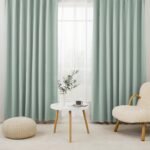 Hansleep カーテン 1級遮光 4枚セット 幅100cm丈178cm カルダモングリーン 断熱 防寒 防音 省エネ 厚手 無地 おしゃれ 洗える リビング用 (カーテン2枚・レース2枚)