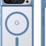 TORRAS Google Pixel 10 / Pixel 10 Pro 用 ケース【米軍規格・Magsafe 対応】 衝擊吸収 ワイヤレス充電対応 半透明 黄変防止 防指紋 防滑 エアバッグクッション 搭載マグネット カラー交換可能ボタン Guardian-Mag ブルー