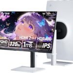 KTC 27インチ WQHD (2560x1440) 300Hz(320HzOC 可能) 1ms ゲーミングモニター Fast IPS HDR400/sRGB144%色域ボリューム/450cd/m²/) /Adaptive Sync対応/HDMI2.1×2 DP1.4×2 PS5/Xbox対応 前後チルト・左右スワベル・高さ調整・ピボット回転 工具不要 VESA 3年保証 ホワイト H27E6