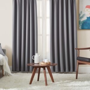 Hansleep カーテン 1級遮光 4枚セット 幅100cm丈110cm グレー 断熱 防寒 防音 省エネ 厚手 無地 おしゃれ 洗える リビング用 (カーテン2枚・レース2枚)