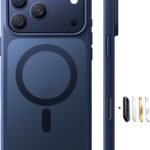 TORRAS iPhone 17 Pro 用ケース 【米軍進化耐衝撃・高性能Magsafe対応】指紋防止 黄変防止 米軍保護工学 マグネット搭載 衝撃吸収 頑丈 カメラコントロールボタン付き ストラップホール 半透明 Guardian-Mag ブルー