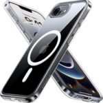 TORRAS iPhone 17e/16e 用 ケース【透明度爆上がり・高强力マグネット】Magsafe対応 2026 透明 耐衝撃 指紋防止 黄ばみなし 米軍MIL規格認証 マグセーフ対応 指紋防止 滑り止め ワイヤレス充電 レンズ保護 ストラップホール付き スマホケース iPhone17e/16e 用カバー se4 6.1インチ Guardian-Mag クリア