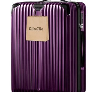 [ClioClio] スーツケース キャリーケース キャリーバッグ 拡張機能付 超軽量 静音 鏡面加工 【360度回転 & 取り外す可能】 ABS+PC 耐衝撃 防盗ファスナー TSAローク搭載 旅行 ビジネス 出張 (紫, Lサイズ（7泊~長期旅行/100L）)