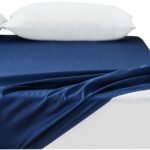 クモリ(Kumori) 綿100% ボックスシーツ 毛玉なし シングル 素肌にやさしい 吸水速乾 耐久性が高い 洗える オールシーズン ベッド/マットレス/敷き布団対応 マットレスカバー ベッドカバー ベッドシーツ 100X200cm ネイビー