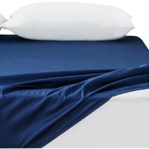 クモリ(Kumori) 綿100% ボックスシーツ 毛玉なし シングル 素肌にやさしい 吸水速乾 耐久性が高い 洗える オールシーズン ベッド/マットレス/敷き布団対応 マットレスカバー ベッドカバー ベッドシーツ 100X200cm ネイビー