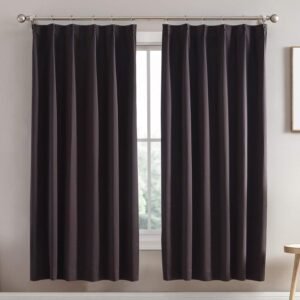 Hansleep カーテン 1級遮光 2枚組 かーてん 断熱 防寒 防音 省エネ 厚手 無地 おしゃれ 洗える 寝室 リビング用 (ブラウン, 幅100cm×丈178cm)