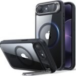 【デザイン受賞シリーズ！】ESR iPhone 17e ケース iPhone16e用 MagSafe対応 4倍米軍MIL規格 カメラ保護 隠しスタンド 調整可能 ワイヤレス充電 エアガードコーナー 耐衝撃 傷防止 軽量 マグネットスマホケース 高耐久性 Qi2.2適用 最大25W高速充電 phone17eケース アイフォン17e/16e専用Classicシリーズ(クリア_ブラック)