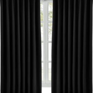 Hansleep カーテン 1級遮光 幅100cm×丈185cm 2枚組 ブラック 断熱 防寒 防音 省エネ 厚手 無地 おしゃれ 洗える 寝室 リビング用 (ブラック, 幅100cm×丈185cm)