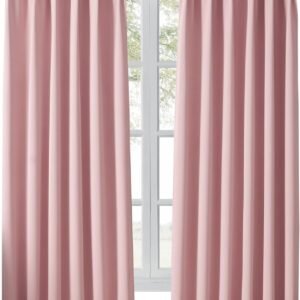 Hansleep カーテン 1級遮光 2枚組 幅100cm丈170cm コーラルピンク 断熱 防寒 防音 省エネ 厚手 無地 おしゃれ 洗える リビング用 (コーラルピンク, 幅100cm×丈170cm)