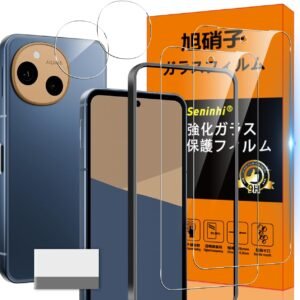対応 AQUOS sense 10 ガラスフィルム AQUOS sense10 SH-53F ガイド枠付き 指紋防止 【2* フィルム + 2* レンズ保護フィルム+ 1*AQUOSsense 10 SH-53F ガイド枠付き+ 1*取り除き発泡板】 国産旭硝子材質 薄型 強化ガラス 保護フィルム 高光沢 液晶 ガラス Touch対応 SENXLL-sense10G05