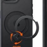 TORRAS iPhone 17e 用 ケース【多機能一体・360°新定点回転スタンド】iPhone 16e 用 ケース Magsafe対応 米軍規格 縦横両対応 リング付き マグネット搭載 ワイヤレス充電対応 耐衝撃 防指紋 半透明 2026 Ostand Q3 Spin ブラック