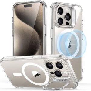 【デザイン受賞シリーズ！】ESR いphone15Pro ケース iPhone15Pro ケース MagSafe対応 隠しスタンド 調整可能 ワイヤレス充電対応 米軍MIL規格 耐衝撃 傷防止 軽量 高い透明度 iPhone 15 Pro ケース 6.1 インチ Classicシリーズ クリア