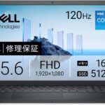 【Amazon.co.jp限定】Dell ノートパソコン Dell 15 DC15250 15.6インチ Intel Core i5-1334U メモリ16GB SSD512GB Windows 11 カーボンブラック 翌営業日対応オンサイト出張修理サービス1年(HDD返却不要サービス) ND65-GHBA
