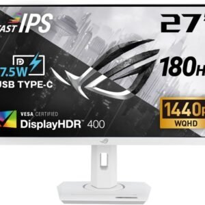 【Amazon.co.jp限定】ASUS ゲーミングモニター ROG Strix XG27ACS-W 27インチ(2560x1440)/180Hz (144Hz以上)/1ms (GTG)/Fast IPS/Extreme Low Motion Blur Sync/USB Type-C/G-Sync対応/DisplayWidget Center/三脚ソケット/HDR/3年保証 / 国内正規品