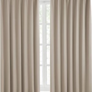 Hansleep カーテン 1級遮光 2枚組 幅100cm丈140cm カーキ 断熱 防寒 防音 省エネ 厚手 無地 おしゃれ 洗える リビング用 (カーキ, 幅100cm×丈140cm)