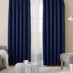 Hansleep カーテン 1級遮光 4枚組 セット ネイビー 幅150cm丈178cm UVカット 断熱 防寒 防音 省エネ 厚手 無地 おしゃれ 洗える 寝室 リビング用 (ドレープカーテン2枚・レースカーテン2枚)