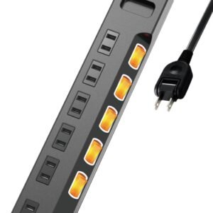 エレコム 電源タップ 6個口 3m 雷ガード 個別スイッチ ほこりシャッター付 耐熱 PSE技術基準適合 ブラック T-K6A-2630BK