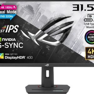 ASUS ゲーミングモニター/ROG Strix XG32UCG/31.5インチ/3840x2160/デュアルモード（4K 160Hz / フルHD 320Hz）/0.3ms（min.）/Fast IPS/Extreme Low Motion Blur Sync/USB Type-C/G-Sync対応/DisplayWidget Center/三脚ソケット/HDR/Aura Sync/国内正規品