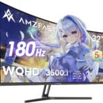 Amzfast 32インチ ゲーミングモニター WQHD(2560×1440)/180Hz/VAパネル/1500R曲面/1ms OD/3500:1 コントラスト/Adaptive Sync/フリッカー防止/低ブルーライト/DCI-P3 90%色域/sRGB120%/HDR/75x75 VESA/5年保証 AMZG32C1Q