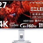 INNOCN 27M2V 27" Gaming Monitor Mini LED 4K Monitor UHD 160Hz Monitor, HDR1000 QD Quantum Dot, Support USB-C 90W/USB 3.0/HDMI2.1/DP, Maximum Brightness 800+, Video Editing, Design, IPS, Silver 27M2V
