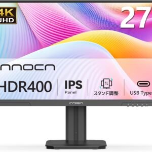 INNOCN 27インチ モニター 4K UHD (3840 x 2160) IPS非光沢 100% sRGB HDR400 縦横回転 VESA規格 ブルーライト軽減 家用 ビジネス 法人 Type-C 65W DP/HDMI2.0 対応 27D1U