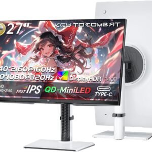 KTC 27インチ QD-MiniLED 4K@160Hz/FHD@320Hz 量子ドットデュアルモード ゲーミングモニター HDR1400 1000000:1のコントラスト比 KVM Adaptive Sync HDMI2.1*2/DP1.4*1 Type-C 65W USB3.0*3 前後チルト・左右スワベル・高さ調整・ピボット回転 工具不要 VESA 3年保証付き 白い M27P6