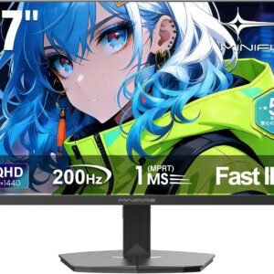 Minifire 27インチ ゲーミングモニター WQHD (2560x1440) Fast IPS 200Hz 1ms(OD) 130%sRGB 300cd/m² HDR FreeSync PS5対応 低ブルーライトフリッカーフリー DP1.4×2 HDMI 2.0×2 (DP ケーブル付属)