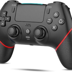 PS4コントローラー【2026年新版·金賞傑作】Onefun ps4 コントローラー 大容量1000mAh Bluetooth無線接続 背面ボタン付き マクロ機能 Turbo自動連射機能 6軸ジャイロセンサー搭載 16時間連続使用 高耐久ボタン イヤホンジャック付き ワイヤレス4コントローラ ー P4/P4 Pro/Slim/PC対応 日本語取扱説明書 （ブラック/レッド）