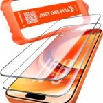 TORRAS フィルム For iPhone 17 Pro ガラスフィルム 航空宇宙ガラス 周り浮きゼロ 9H+硬度 米軍MIL規格 全面保護 10倍強化 極細ベゼル対応 ラウンドエッジ 超簡単貼り付け ワンプル(Just One Pull) ガイド枠付き 気泡レス 指紋防止 サラサラ 落下・破損防止 2枚セット 6.3インチ いphone17pro 用 保護フィルム GlassGo Ultra