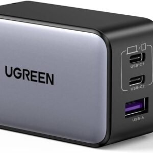 UGREEN Nexode 65W Rapid Charger Type-C【Genuine Product】3-Port【USB-C *2 and USB-A*1】PD3.0 PPS GaNII Foldable Compatible with iPhone 17/16/15/MacBook/iPad/Galaxy/Android/PC/45W/30W, PSE Compliant [Black