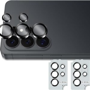 【2枚セット】 対応 Galaxy S26 Ultra カメラフィルム Galaxy S26 Ultra SC-53G / SCG37 カメラ保護カバー (2枚) アルミ合金製＋AR高透過率強化ガラス レンズ全面保護 対応 ギャラクシーS26 Ultra レンズフィルム 強化カメラ保護フィルム 黒縁取り 露出オーバー防止 全面吸着 高透過率、硬度9H、スクラッチ防止、飛散防止、指紋・汚れ防止、気泡ゼロ 【FAMROLLS正規品】