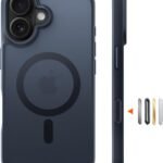 【米軍進化・高精密Magsafe対応】TORRAS iPhone 16 用 ケースマグネット搭載 耐衝撃 米軍保護工学 ワイヤレス充電対応 黄変防止 半透明 マット 黄ばみなし ストラップホールあり 6.1インチ Guardian-Mag ブラック