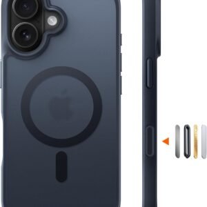 【米軍進化・高精密Magsafe対応】TORRAS iPhone 16 用 ケースマグネット搭載 耐衝撃 米軍保護工学 ワイヤレス充電対応 黄変防止 半透明 マット 黄ばみなし ストラップホールあり 6.1インチ Guardian-Mag ブラック