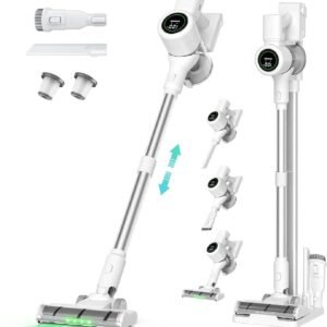 掃除機 コードレス【2027年先行発売！業界初自走式！真120Kpa超強力吸引！自立式！置くだけ充電スタンド！70分連続稼働！革新版グリーンLEDライト！次世代LED液晶ディスプレイ】コードレス掃除機 軽量 サイクロン式 550Ｗ 2WAY 伸縮型パイプ 絡まないヘッド 3段吸引力 HEPA多重濾過 大容量バッテリー 低騒音 フロア/カーペット/カーテン/ソファ/車に適用 家庭用 2年保証