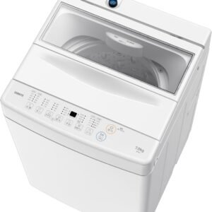洗濯機 7kg 一人暮らし 全自動 幅51㎝ 最短10分洗濯 透明ガラスドア 槽洗浄 部屋干し コンパクト スリム 予約機能 1-4人用 静音 B700 ホワイト