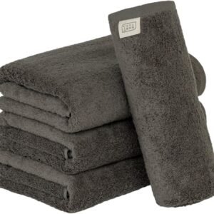 タオル研究所 [ボリュームリッチ] #003 バスタオル チャコールグレー 4枚セット ホテル仕様 厚手 ふかふか ボリューム 高速吸水 耐久性 綿100% 480GSM JapanTechnology