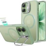 【デザイン受賞シリーズ！】ESR iPhone 17 ケース MagSafe対応 3倍米軍MIL規格 カメラボタン付き 隠しスタンド 調整可能 ワイヤレス充電 エアガードコーナー 耐衝撃 傷防止 軽量 マグネットスマホケース 高耐久性 Qi2.2対応 最大25W高速充電 いphone17ケース アイフォン17専用Classicシリーズ(ライトフロストグリーン)