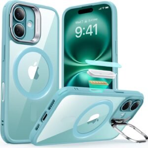 【デザイン受賞シリーズ！】ESR iPhone 16 ケース Magsafe対応 カメラコントロール 米軍MIL規格の保護 耐黄変 耐衝撃 隠れスタンド iPhone16用スマホケース 傷防止背面 iPhone16 ケース対応 アイフォン16 ケース いphone16 ケース対応 Classicシリーズ クリア_グリーン