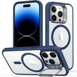 【レンズスタンド内蔵】ESR iPhone14Pro ケース MagSafe 対応 スタンド付き 角度調整可能 耐衝撃 米軍MIL規格 いphone14pro ケース 3WAY置き HaloLock搭載 カメラリング 傷防止背面 ストラップホール付き アイフォン14pro 用 ハイブリッド磁気対応 6.1インチ クリア_ブルー Classic Series