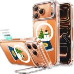 【デザイン受賞シリーズ！】ESR iPhone 17 Pro ケース MagSafe対応 3倍米軍MIL規格 カメラコントロールカバー 隠れスタンド 調整可能 ワイヤレス充電 エアガードコーナー 耐衝撃 傷防止 軽量 マグネットスマホケース 高耐久性 Qi2.2対応 最大25W高速充電 いphone17pro ケース iphone17Pro用Classicシリーズ 雪だるま