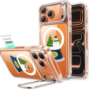 【デザイン受賞シリーズ！】ESR iPhone 17 Pro ケース MagSafe対応 3倍米軍MIL規格 カメラコントロールカバー 隠れスタンド 調整可能 ワイヤレス充電 エアガードコーナー 耐衝撃 傷防止 軽量 マグネットスマホケース 高耐久性 Qi2.2対応 最大25W高速充電 いphone17pro ケース iphone17Pro用Classicシリーズ 雪だるま