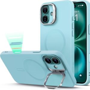 【デザイン受賞シリーズ！】ESR iPhone 16 ケース カメラコントロール スタンド付きシリコンケース 米軍MIL規格の保護 隠れスタンド アイフォン16 ケース iphone16ケース対応 iPhone 16用マグネットスマホケース Cloudシリーズ ダークシアン