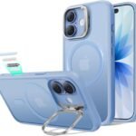 【デザイン受賞シリーズ！】ESR iPhone 17 ケース MagSafe対応 3倍米軍MIL規格 カメラボタン付き 隠しスタンド 調整可能 ワイヤレス充電 エアガードコーナー 耐衝撃 傷防止 軽量 マグネットスマホケース 高耐久性 Qi2.2対応 最大25W高速充電 いphone17ケース アイフォン17専用Classicシリーズ(ライトフロストブルー)