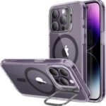 【デザイン受賞シリーズ！】ESR iPhone14Pro ケース MagSafe 対応 スタンド付き 角度調整可能 耐衝撃 米軍MIL規格 いphone14pro ケース 3WAY置き HaloLock搭載 カメラリング 傷防止背面 ストラップホール付き アイフォン14pro 用 ハイブリッド磁気ケース 6.1インチ パープル Classic Series
